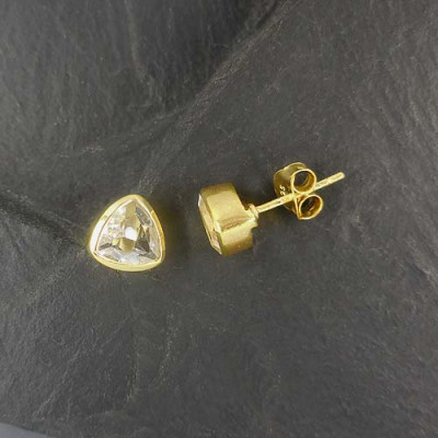 Bergkristall Ohrstecker Dreieck Vergoldet